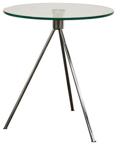 Triplet Round Glass Top End Table With Tripod Base