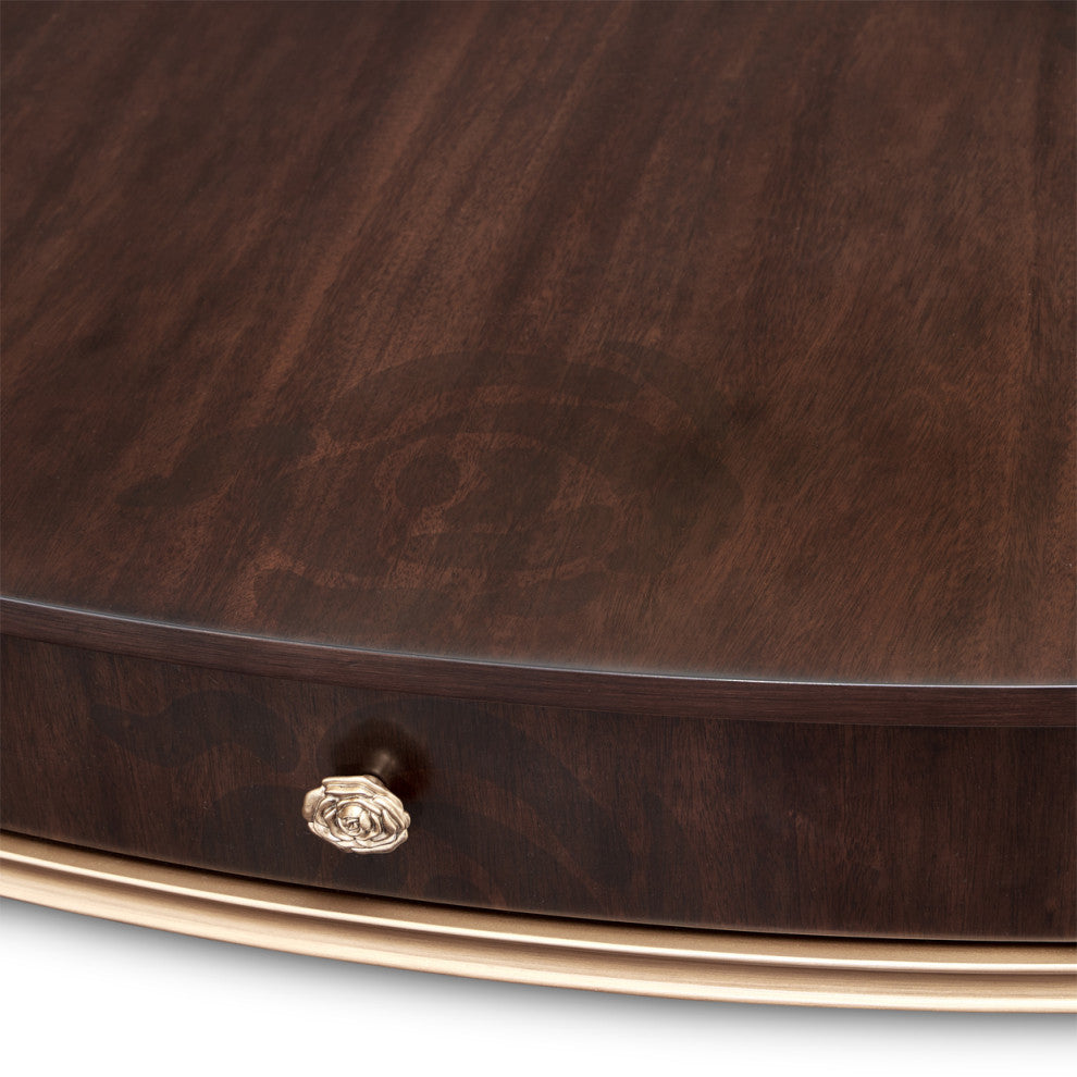 Camellia Field Oval Cocktail Table, Warm Pecan