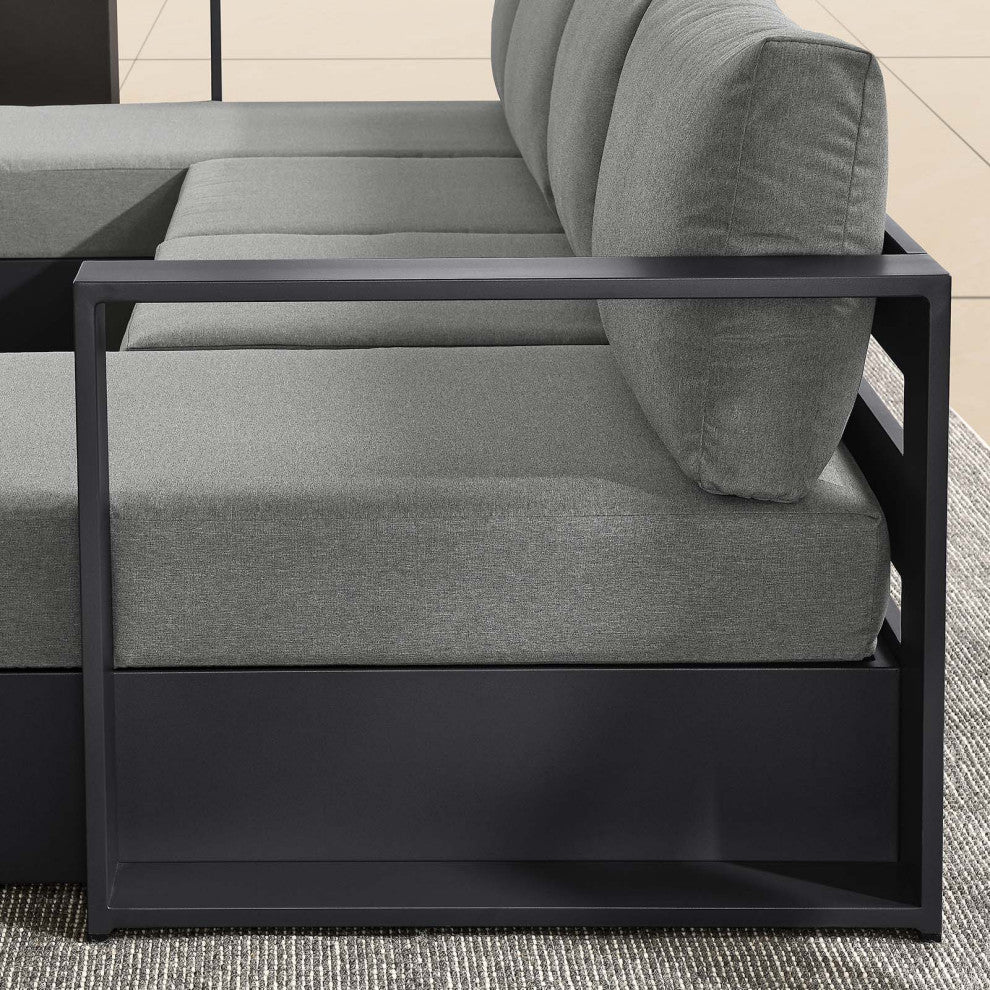 Tahoe Outdoor Patio Powder-Coated Aluminum 4-Piece Sectional Sofa Set - Gray Cha