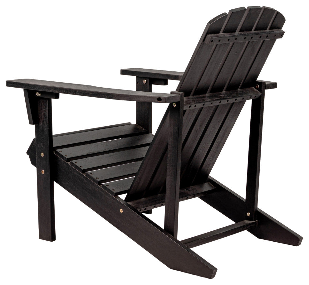 Westport Outdoor Patio Traditional Acacia Wood Adirondack Chair, Black