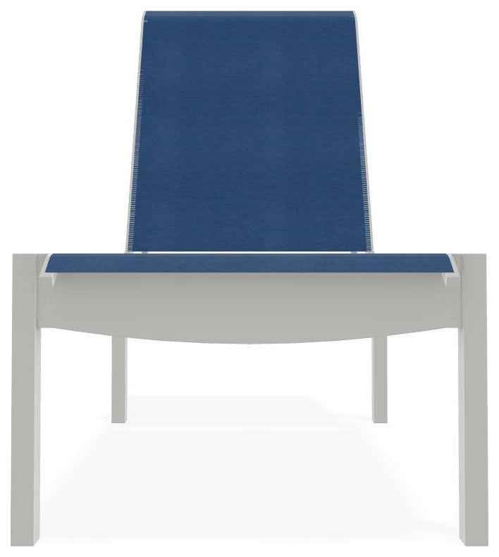 Leeward Sling Stackable Outdoor Chaise Lounge, Cobalt/Snow