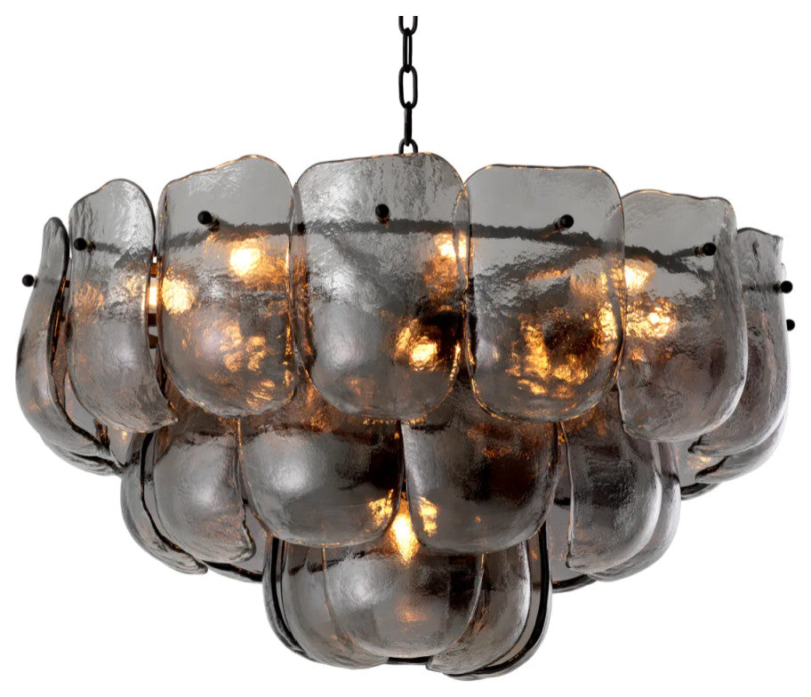 Glass Sheets Tiered Chandelier, Eichholtz Gustave, Smoke