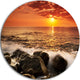 Bright Sunset Over Rocky Shore, Seashore Large Disc Metal Wall Art, 23"