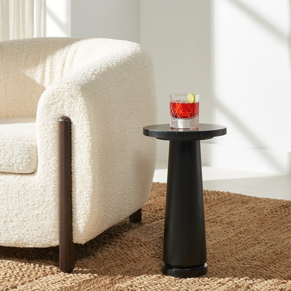 Safavieh Couture Valentia Round Marble Accent Table, Black