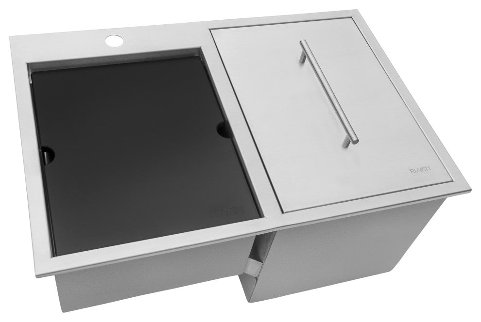 Insulated Ice Chest and Outdoor Sink 29" BBQ Workstation Topmount, RVQ6290