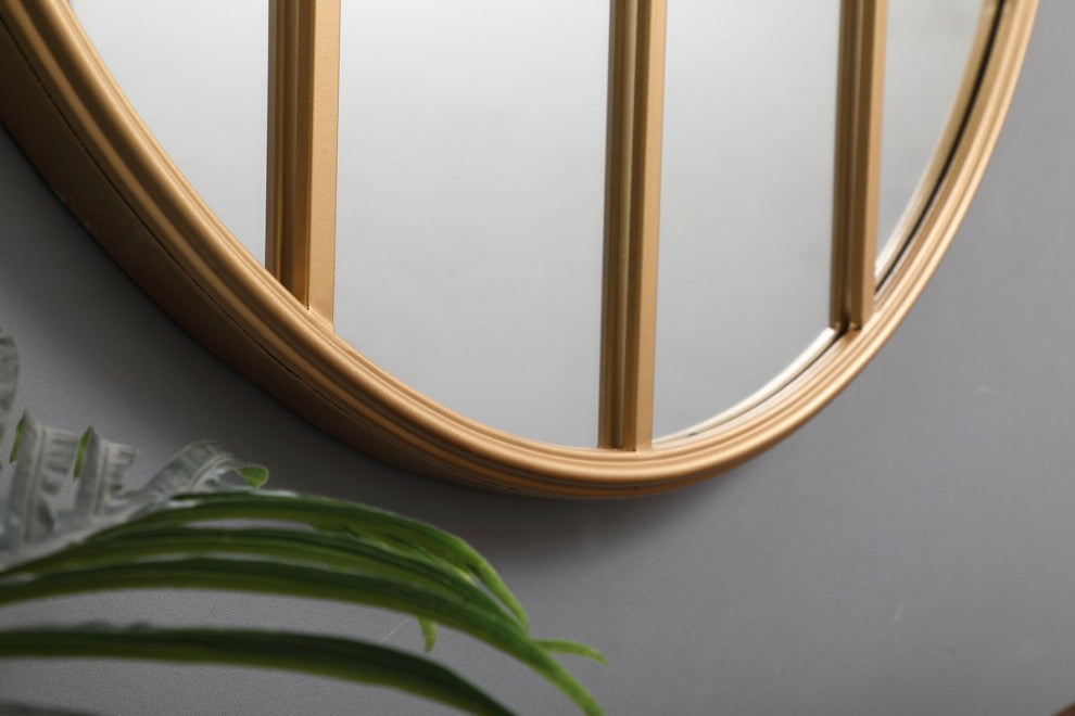Macey Metal Windowpane Mirror, 32"x32", Brass