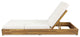 GDF Studio Acacia Wood Chaise Lounge & Foldable Cushion Set, Sandblast Teak/Cream, Set of 2