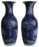 Chinese Porcelain Blue And White Tall Vase, 2-Piece Set