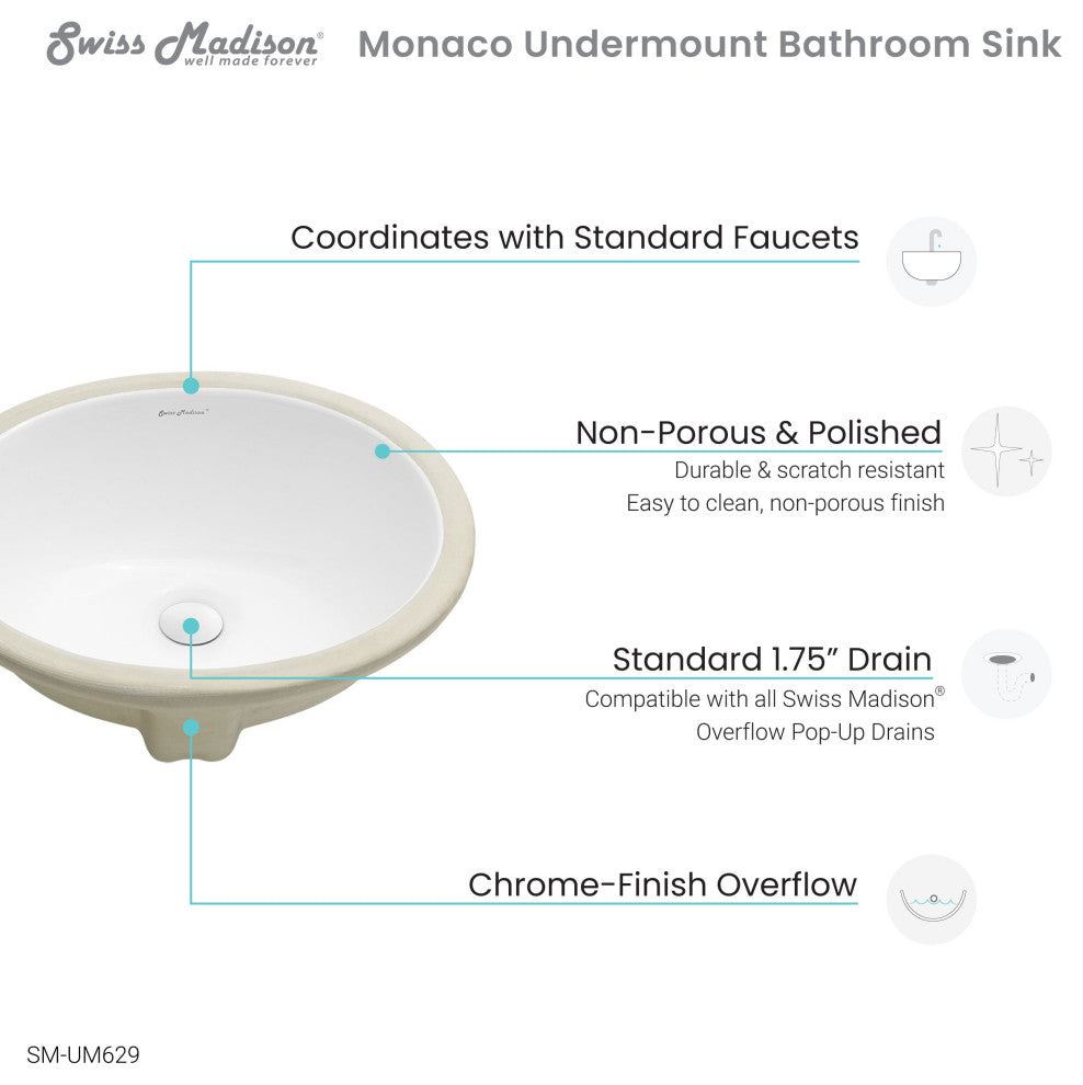 Monaco 16.5" Oval Under-Mount Bathroom Sink
