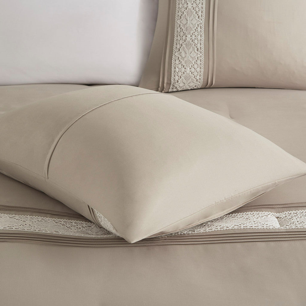 Madison Park Lacey 7 Piece Lace Trim Comforter Set With Throw Pillows