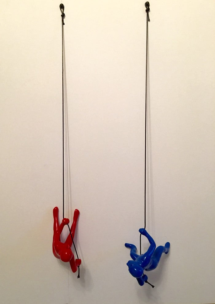 Climbing Man Wall Art Position Blue , Red 2-Pieces