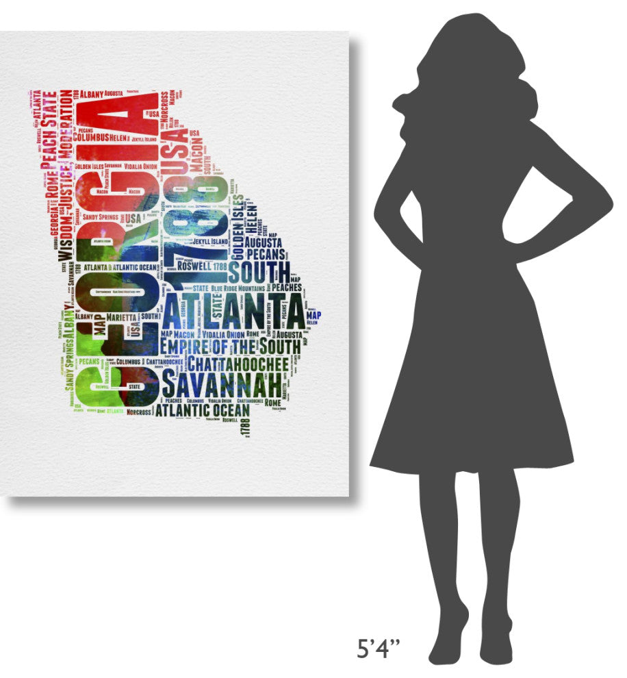 "Georgia Watercolor Word Cloud" Fine Art Print