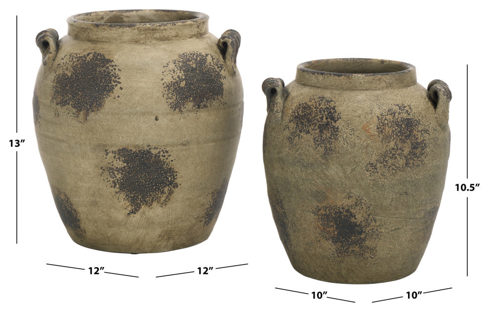 Safavieh Rhodes Terracotta Vase, Set of 2, Weathered/Grey
