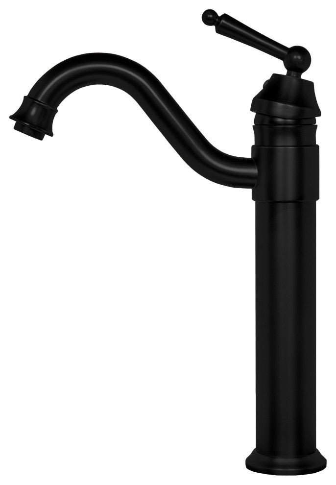 Clear Scalloped Tempered Glass Vessel Bathroom Sink with Faucet and Drain, Matte Black