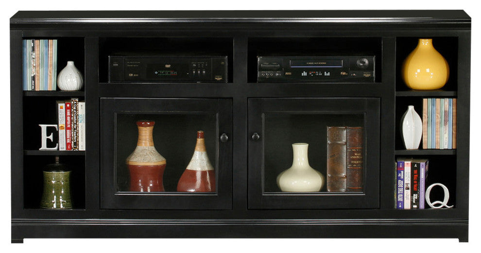 Eagle Furniture 66" Coastal Tall Thin Entertainment Console, Black