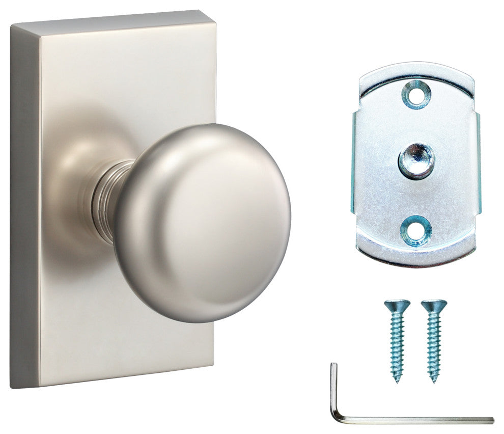 Ridgecrest Mountain Oakley Single Dummy Door Knob with Square Rosette, Nickel