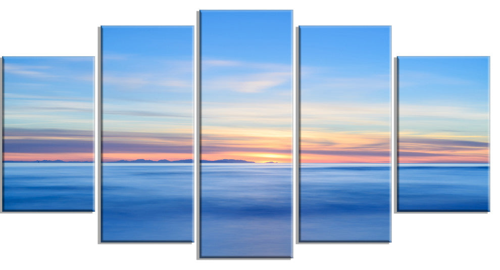 "Corsica Island Sunset View Italy" Seashore Wall Art, 5 Panels, 60"x32"