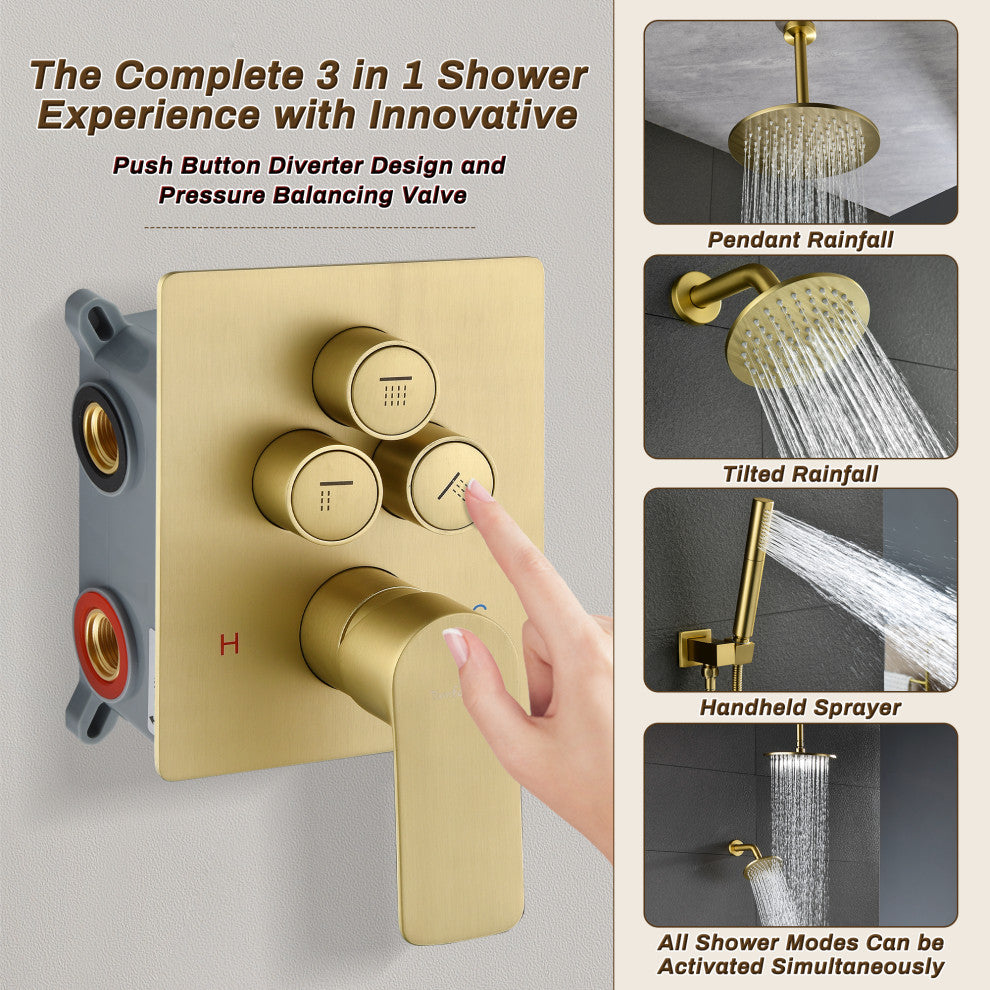 3-Function Rain Shower System with Handheld