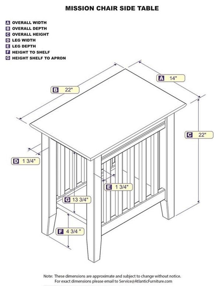 AFI Mission Solid Wood Chair Side Contemporary Table in Walnut