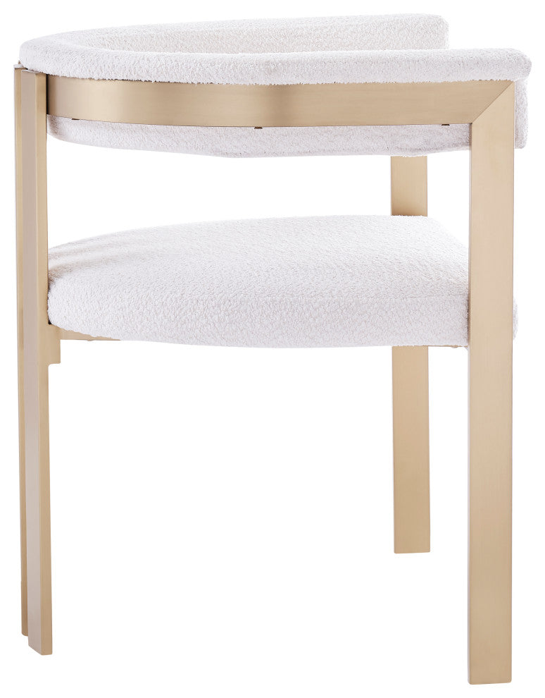Modrest Pontiac Beige Wool Velvet and Gold Dining Chair