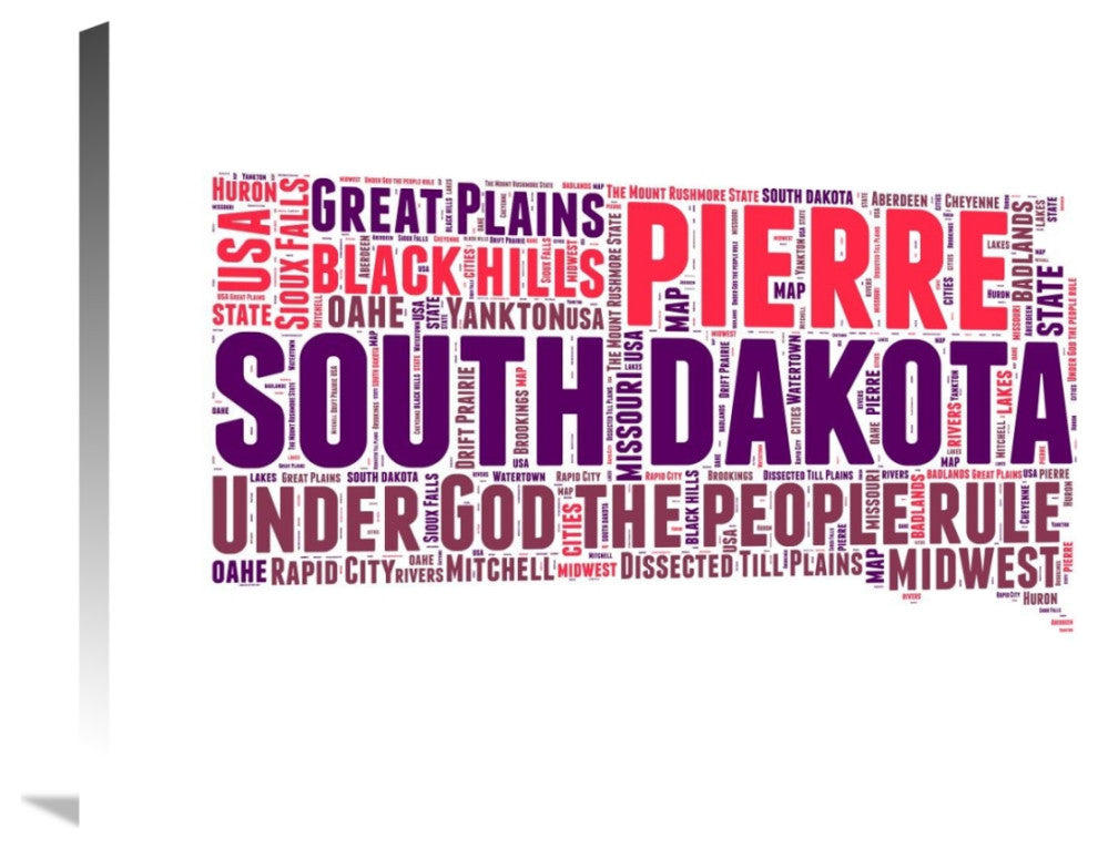 "South Dakota Word Cloud Map" Fine Art Print