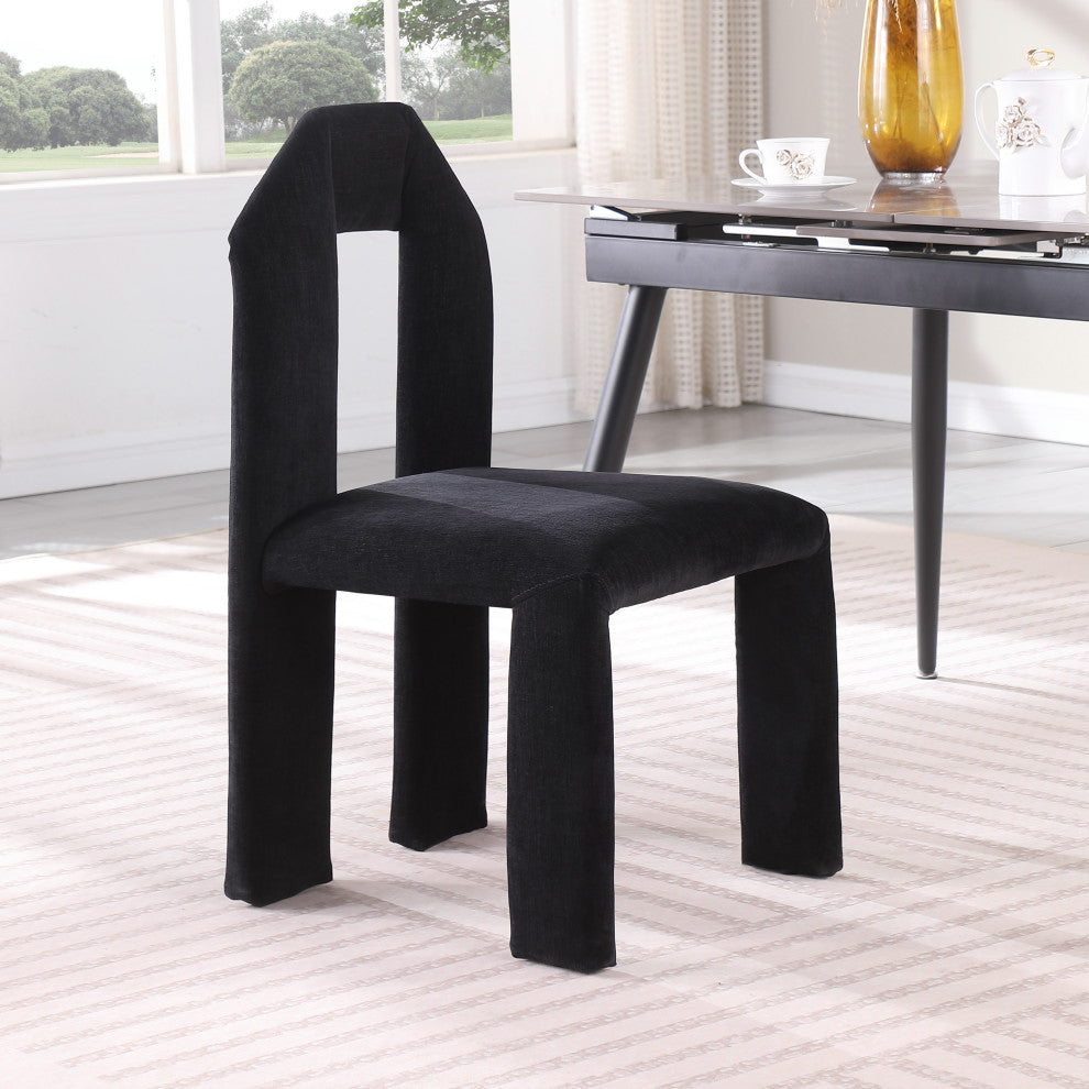 Bennett Upholstered Dining Chair, Set of 2, Black, Chenille Fabric