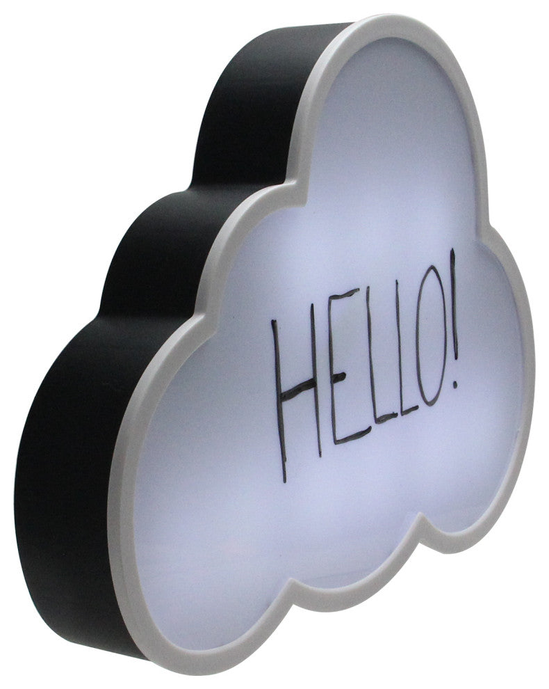 12" Battery Operated LED Lighted Cloud Shaped White Board