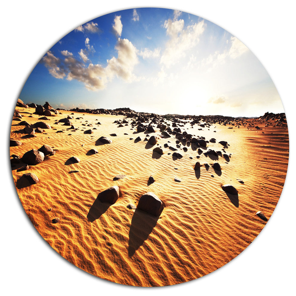 Beautiful Rocky Sand Desert, African Landscape Round Wall Art, 36"