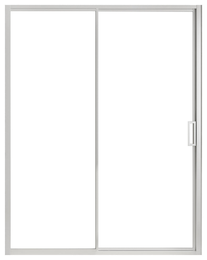 Stanford Sliding Fluted Alcove Shower Door, Satin Nickel, Clear Glass, 60"