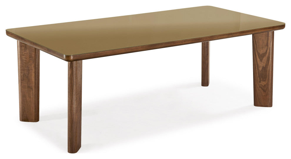 Oani Walnut and Glass Dining Table, Long