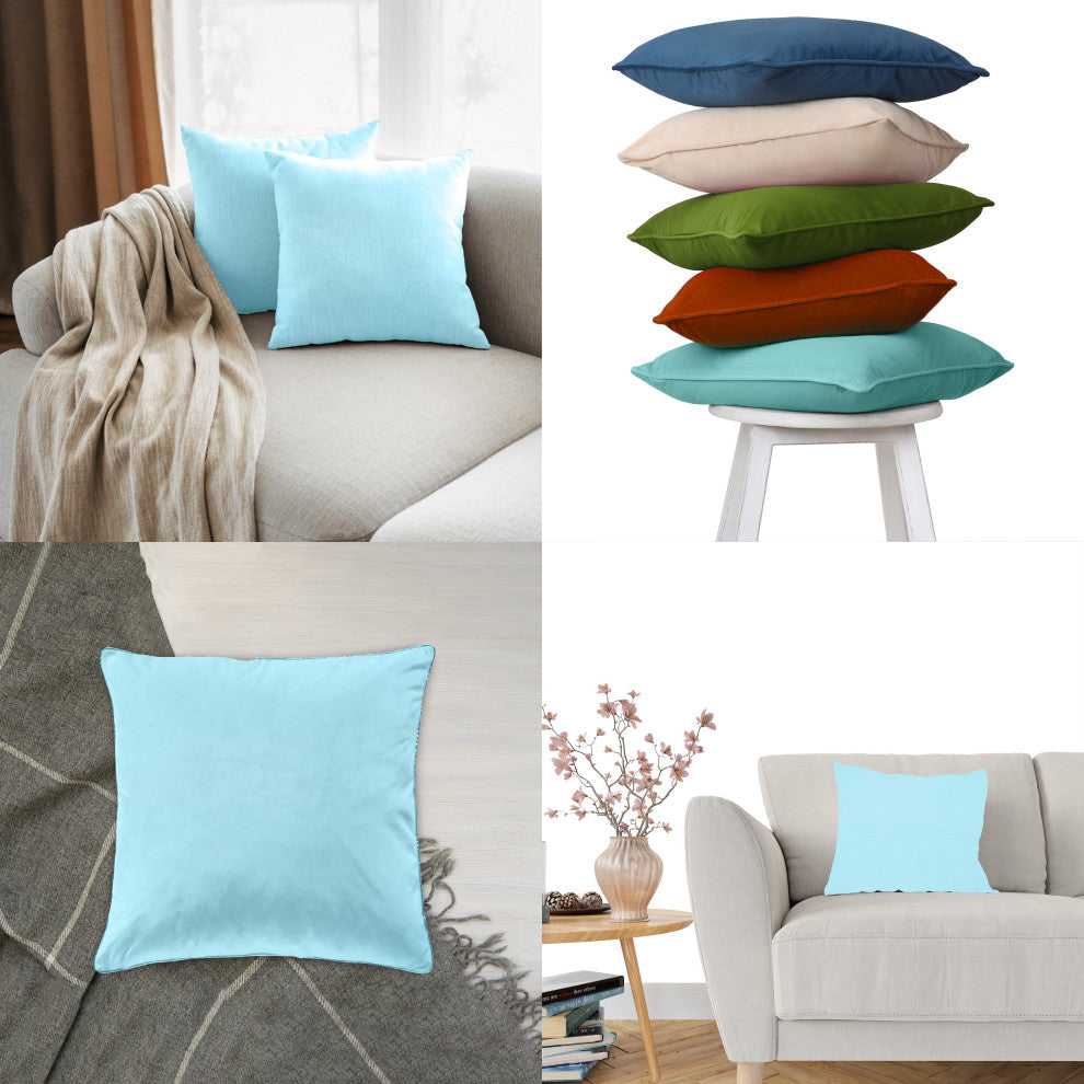A1HC Soft Velvet Pillow Covers, YKK Zipper, Set of 2, Light Blue, 22"x22"