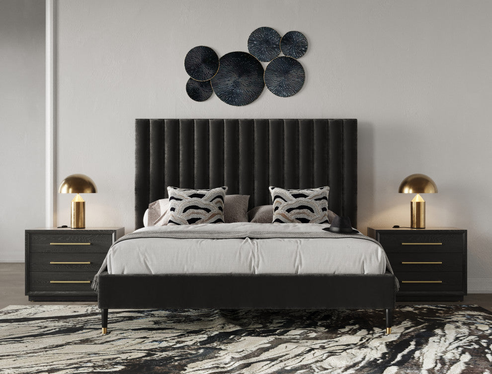 Modrest Manhattan- Contemporary Grey and Gold Nightstand