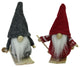 Set of 2 Gray and Red Skiing Santa Gnomes Hanging Christmas Ornaments 4"