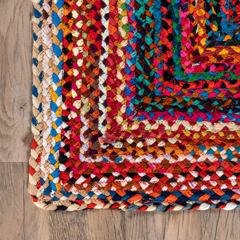 Nuloom Casual Handmade Braided Cotton Area Rug, Multicolor 8'x8'Round