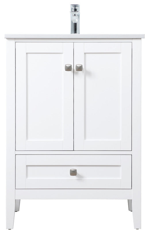 24" SIngle Bathroom Vanity, White