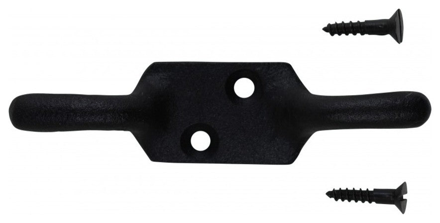 Black Wrought Iron Cleat Hooks Rope Holder for Window Cleat Hook Set of 4