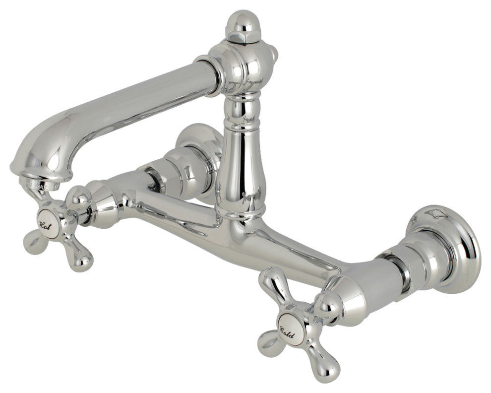 Kingston Brass Wall Mount Bathroom Faucet, Polished Chrome