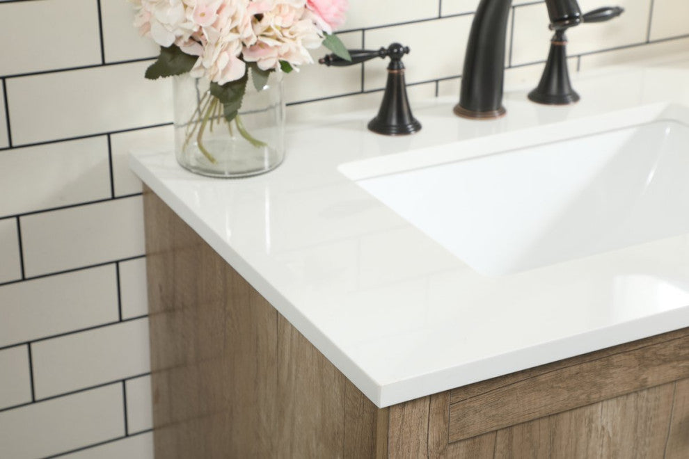 Home Living 19" Farmhouse Natural Oak-Light Bathroom Vanity