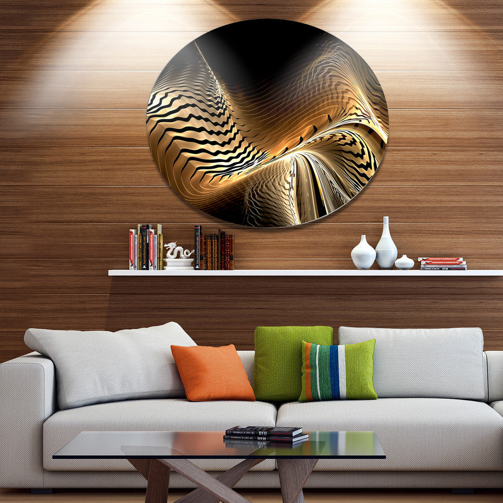 Brown Black Abstract Fractal Design, Abstract Round Wall Art, 11"
