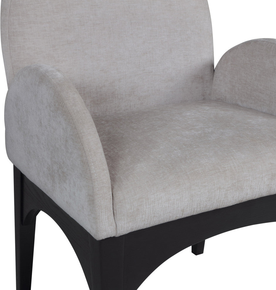 Waldorf Chenille Upholstered Dining Chair, Black, Chenille, Natural Finish, Grey, Arm Chair, Chenille Fabric, Black Finish