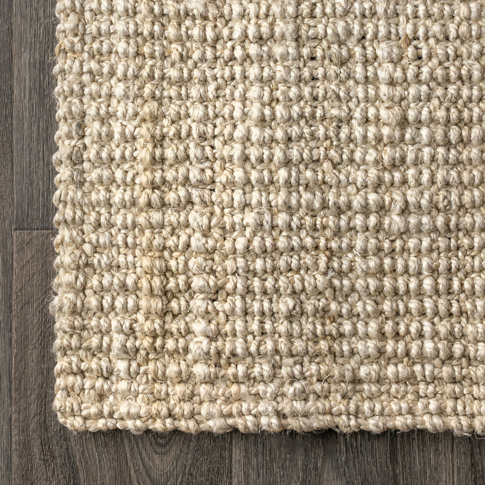 Hiro Hand Woven Chunky Jute Ivory 4' x 6' Area Rug