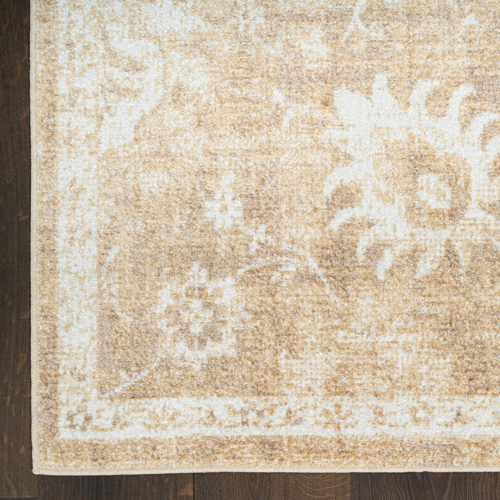 Nourison Astra Machine Washable 9' x 12' Ivory Gold Vintage Indoor Rug