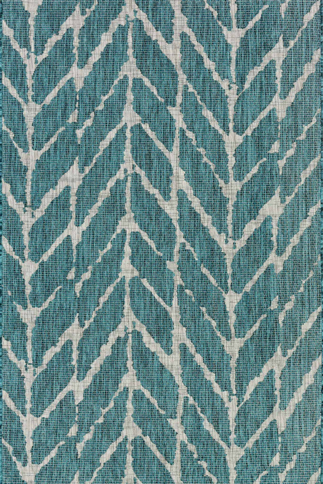Teal and Gray Indoor/Outdoor Isle Area Rug by Loloi, 5'3"x7'7"
