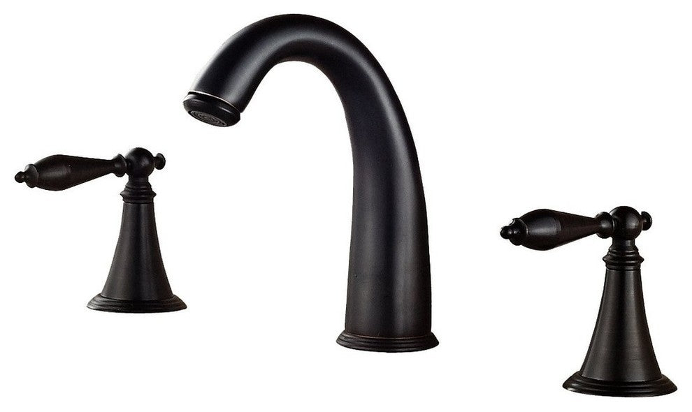 Plato Deck Mounted Dual Handle Bathroom Sink Faucet, Oil Rubbed Bronze