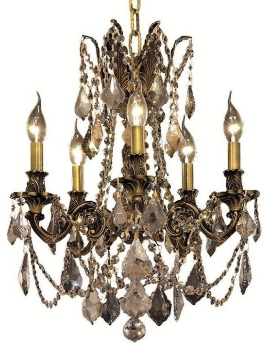 Elegant Rosalia Dining Room Light, Antique Bronze Finish With Royal Cut Crystal