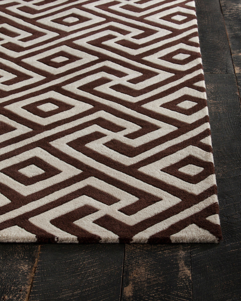 Davin Contemporary Area Rug, Brown and Cream, 5'x7'