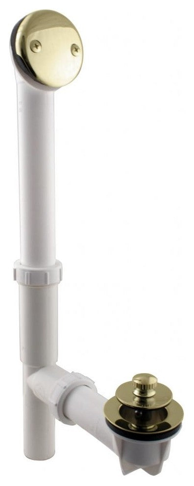 Black 1.5" Tubular Twist & Close Bath Waste In Polished Brass, White / Polished Brass