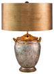 Gold and Antique Silver Large Drum Shade Table Lamp