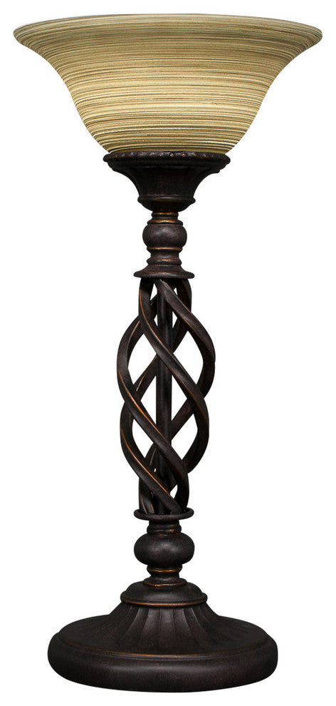 Elegante Table Lamp, Dark Granite, 10" Gray Linen Glass