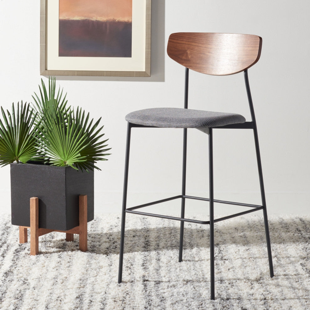 Safavieh Ryker Barstool, Walnut/Grey